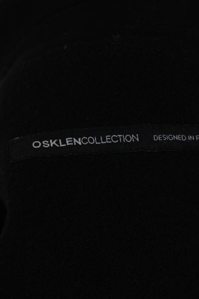 Osklen Womens Woven Double Breasted Snap Closure Blazer Overcoat Black Size M