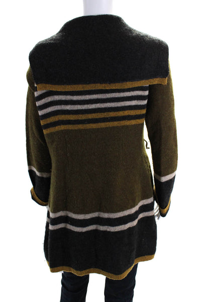 Angel Of The North Womens Striped Wrap Sweater Multi Colored Size Extra Small