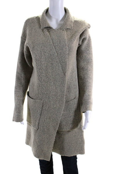 Entro Womens Long Sleeve Open Front Sweatercoat Beige Size Medium