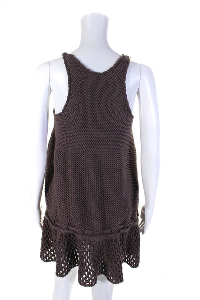 Stella McCartney Womens Burnt Rose Open Knit Cotton A-Line Dress Size 40