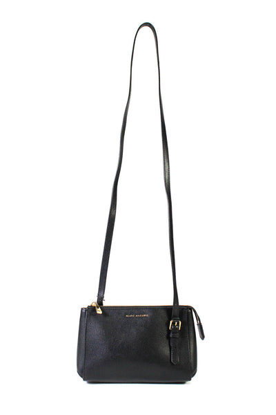 Marc Jacobs Womens Leather Medallion Zipped Buckle Strap Crossbody Handbag Black