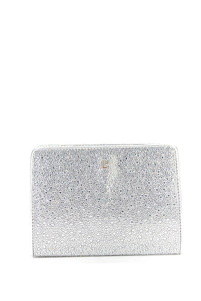 Larroude Womens Single Chain Strap Crystal Shoulder Handbag Silver Tone Leather