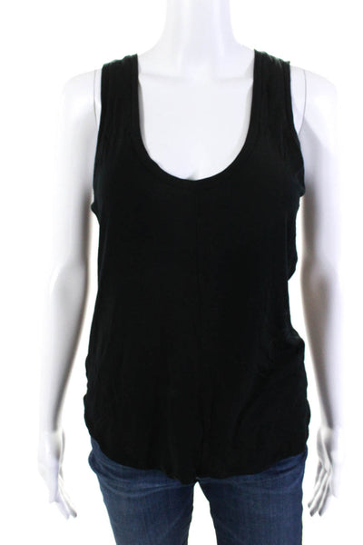 Jenni Kayne Womens Silk Patchwork Round Neck Pullover Tank Top Black Size M
