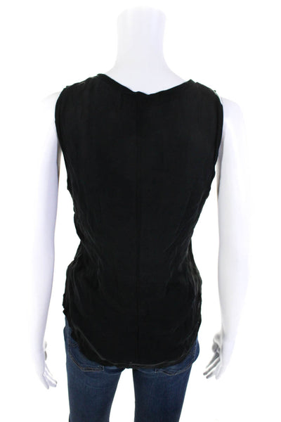 Jenni Kayne Womens Silk Patchwork Round Neck Pullover Tank Top Black Size M