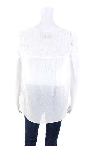 Cotelac Womens Cotton V-Neck Sleeveless Pullover Blouse Top White Size 3