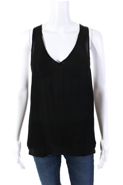 Nili Lotan Womens Silk Sleeveless V-Neck Pullover Tank Top Blouse Black Size M