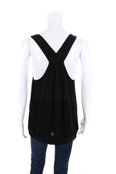 Nili Lotan Womens Silk Sleeveless V-Neck Pullover Tank Top Blouse Black Size M