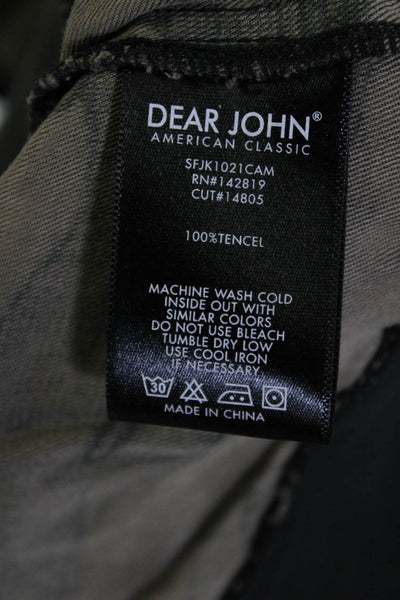 Dear John Womens Camouflage Print Zipped Long Sleeve Jacket Green Size L