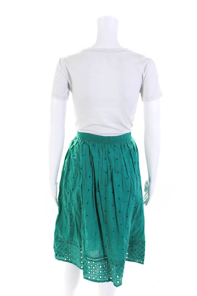 Paul Smith Womens Cotton Texture Pleated Tied A-Line Midi Skirt Green Size EUR46