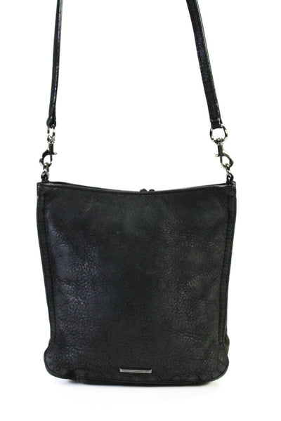 Rebecca Minkoff Womens Leather Zip Top Crossbody Small Black Handbag