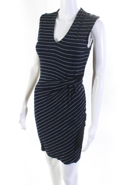Tart Women's Sleeveless V Neck Striped Midi Dress Navy White Size XS