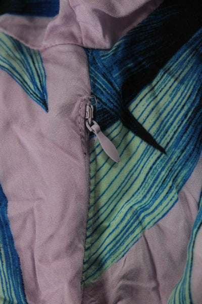 Karlie Women's Short Sleeve V Neck Floral Print Ruffle Mini Dress Blue Size M