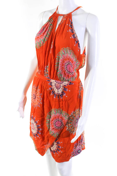 Floreat Women's Sleeveless Printed A Line Dress Orange Size 10