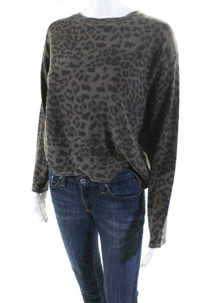 Sundry Women's Animal Print Crewneck Pullover Sweatshirt Gray Size 0