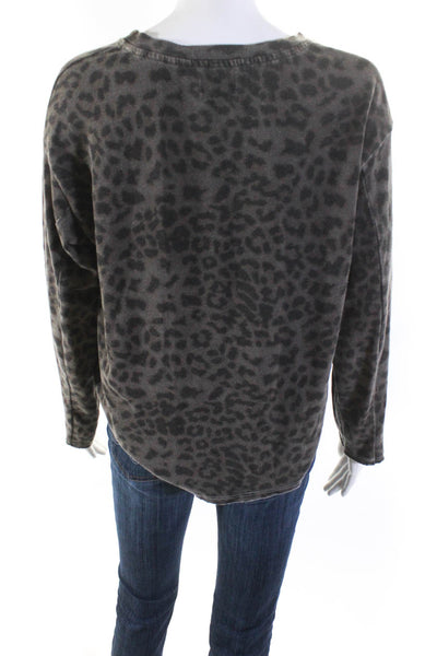 Sundry Women's Animal Print Crewneck Pullover Sweatshirt Gray Size 0