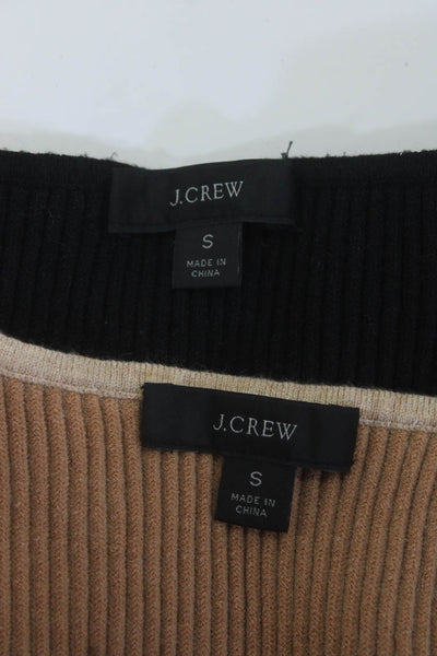 J Crew Womens Button Front Ribbed Cardigan Sweater Brown Black Size Small Lot 2