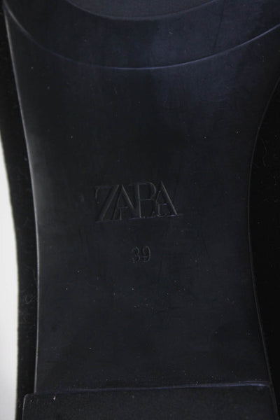 Zara Womens Velvet Slid On Dress Loafers Black Size 39 9