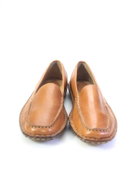 Born Womens Leather Slide On Casual Loafers Brown Size 8