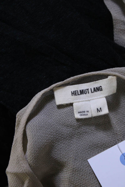 Helmut Lang Women's Sleeveless V Neck Top Beige Black Size M