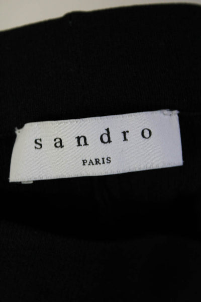 Sandro Women's High Rise Ribbed Knit Flared Leggings Black Size 36