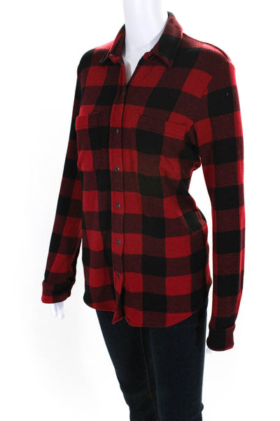Faherty Womens Buffalo Check Plaid Button Down Shirt Red Black Size Extra Small