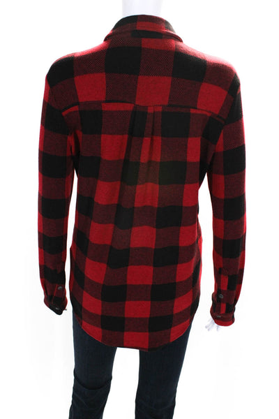 Faherty Womens Buffalo Check Plaid Button Down Shirt Red Black Size Extra Small