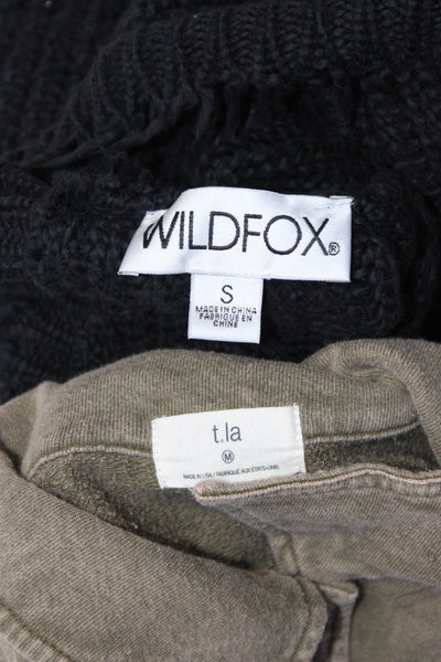 Wildfox T.La Womens Black Cotton Long Sleeve Pullover Sweater Top Size S M Lot 2