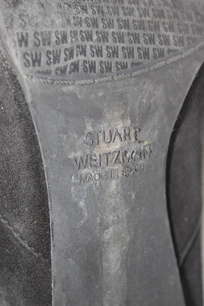 Stuart Weitzman Women's Stiletto Heel Pointed Toe Knee High Boots Black Size 6.5