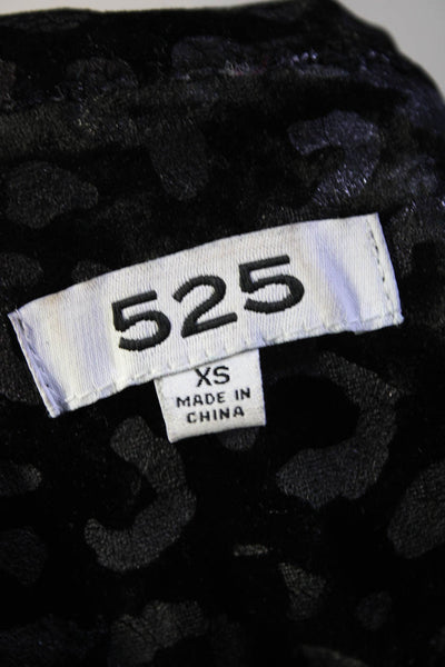 525 Women's Leopard Print Velvet Hook Eye Closure Blazer Black Size XS