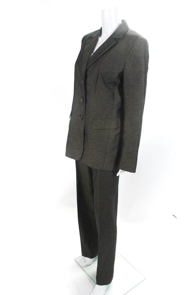 Lafayette 148 New York Womens Three Button Notched Lapel Pants Suit Brown 8 12