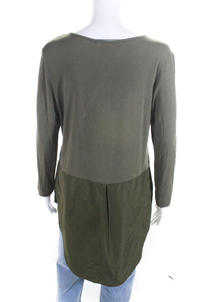 Uli Schneider Womens Long Sleeve Scoop Neck Shirt Top Green Size 10