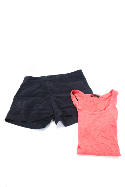 Rag & Bone Jean Theory Womens Shorts Orange Scoop Neck Tank Top Size S 2 lot 2