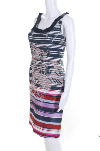 Carolina Herrera Womens Multicolor Textured Scoop Neck Shift Dress Size 4