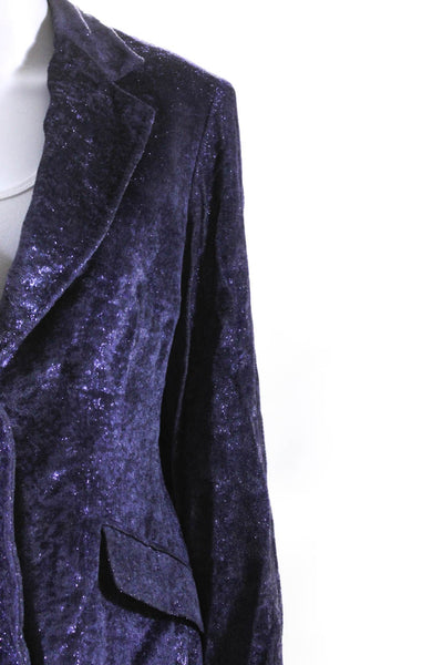 Paul Smith Womens Metallic Velour Two Button Blazer Jacket Purple Size IT 46