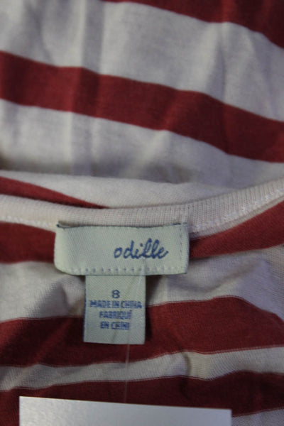 Odille Womens Chambray Jersey Striped A Line Dress Red White Blue Size 8