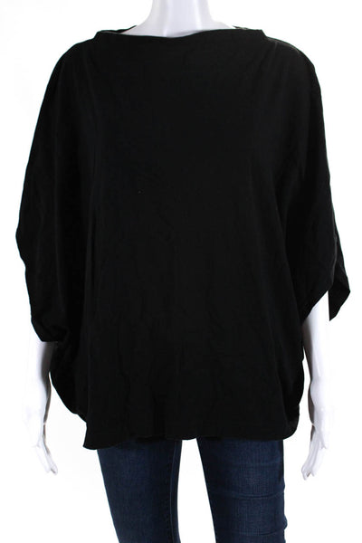 Malaika Womens Round Neck Batwing Short Sleeve Pullover T-Shirt Black Size S