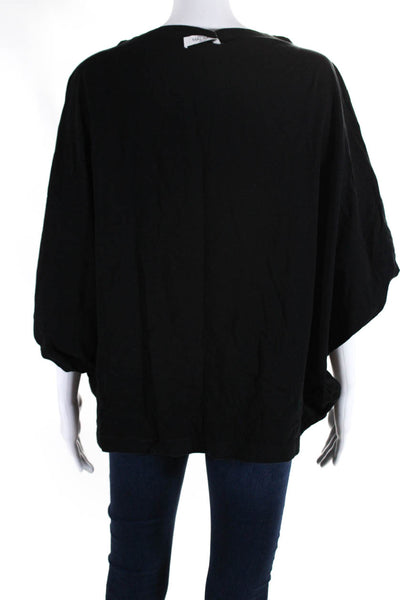 Malaika Womens Round Neck Batwing Short Sleeve Pullover T-Shirt Black Size S