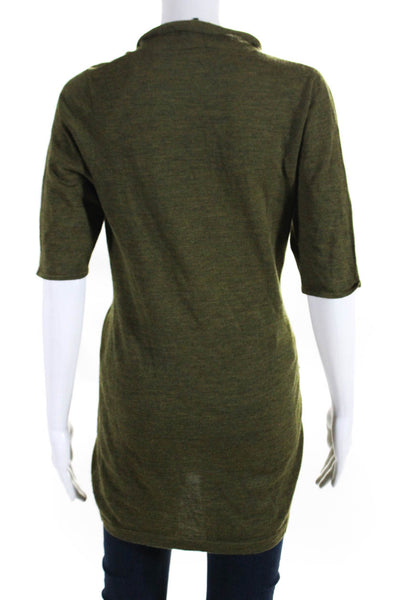 ISDA & Co Womens Wool Cowl Neck Half Sleeve Thin-Knit Blouse Top Green Size M