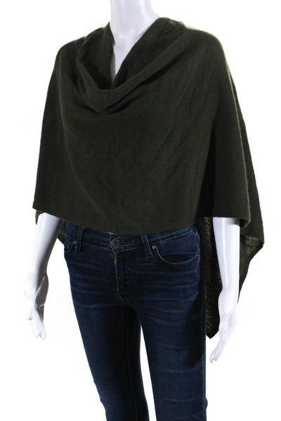 Claudia Nichole Womens Cashmere Tight Knit Cowl Neck Draped Poncho Green Size OS