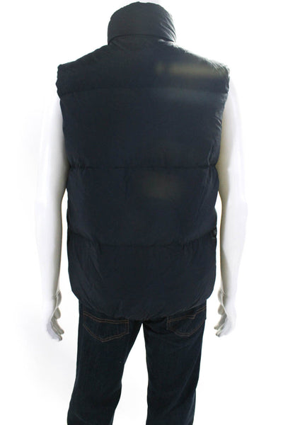Theory Men's Sleeveless Full Zip Pockets Puffer Vest Navy Blue Size M