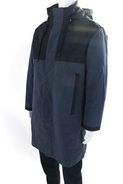 Theory Men's Hood Long Sleeves Full Zip Coat Navy Blue Size M