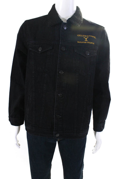 Yellow Stone Men's Long Sleeves Button Up Jean Jacket Black Size S