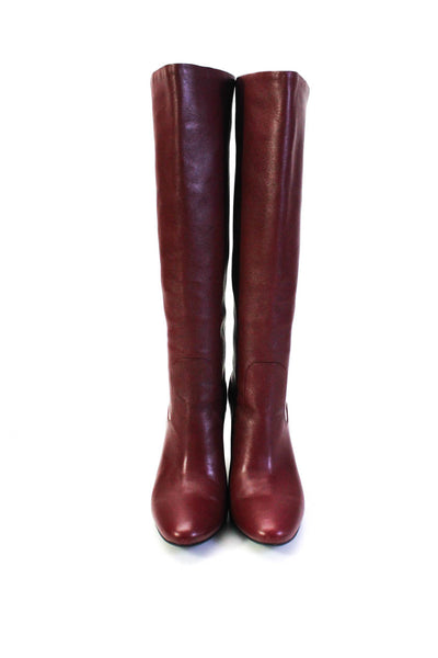 Lola Cruz Womens Leather Pointed Toe Pull On Knee High Boots Burgundy Size 40 10
