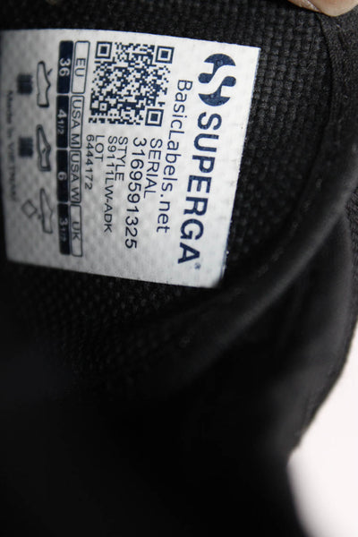 Superga Womens Cotton Lace Up Low Top Platform Sneakers Black Size 36 6