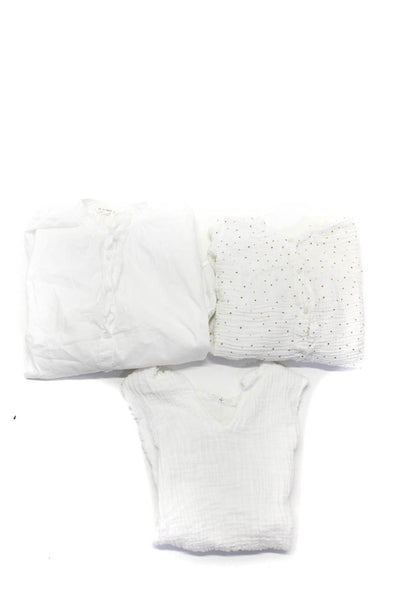 Sundry Women's V-Neck 3/4 Sleeves Button Up Blouse White Size 2 Lot 3