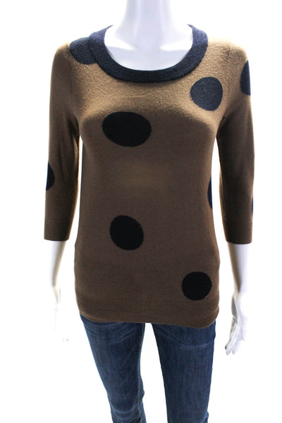 J Crew Womens Polka Dot Sweater Brown Navy Blue Size Extra Extra Small