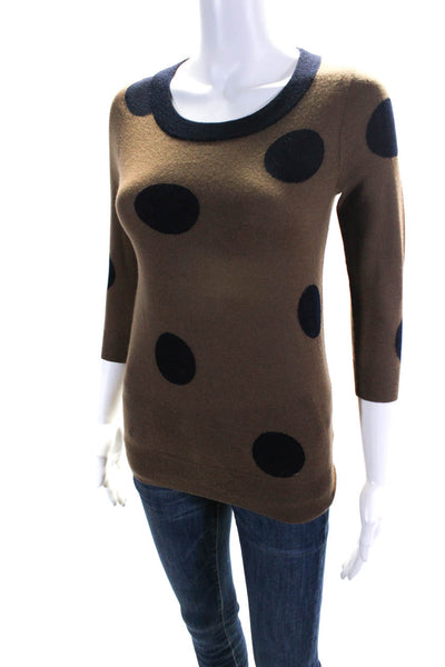 J Crew Womens Polka Dot Sweater Brown Navy Blue Size Extra Extra Small