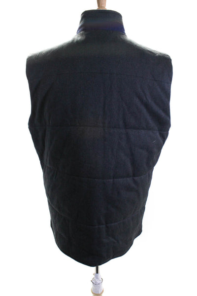 Brooks Brothers Men's Round Neck Sleeveless Full Zip Pockets Vest Gray Size L
