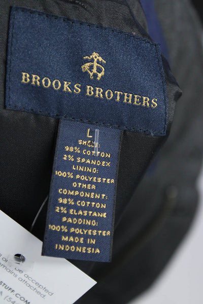 Brooks Brothers Men's Round Neck Sleeveless Full Zip Pockets Vest Gray Size L