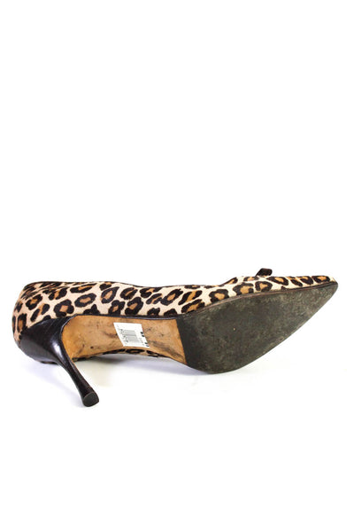 Manolo Blahnik Women's Pointed Toe Bow Animal Print Stiletto Shoe Size 12